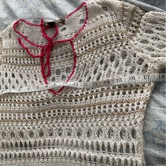 Tommy Bahama Cream White Crochet Dress Linen CoverUp Long sleeve XS - Picture 12 of 13